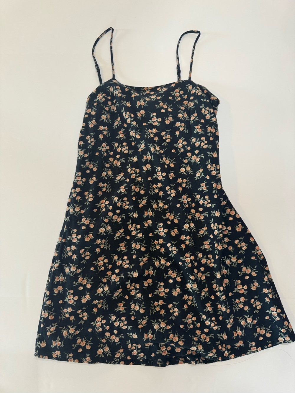 Black Floral Spaghetti-Strap Dress